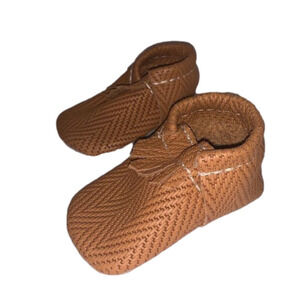 Freshly picked basket weave moccasins crib shoes